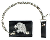 Wholesale Eagle Head Trifold Leather Wallet with Chain